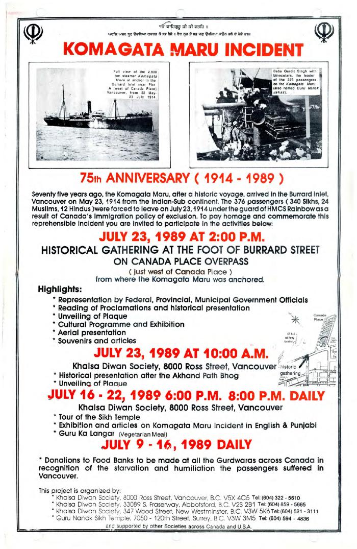 Komagata Maru incident 75th anniversary (1914-1989)