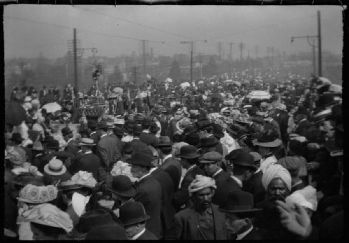 Crowd at the opening of the Granville Street Bridge