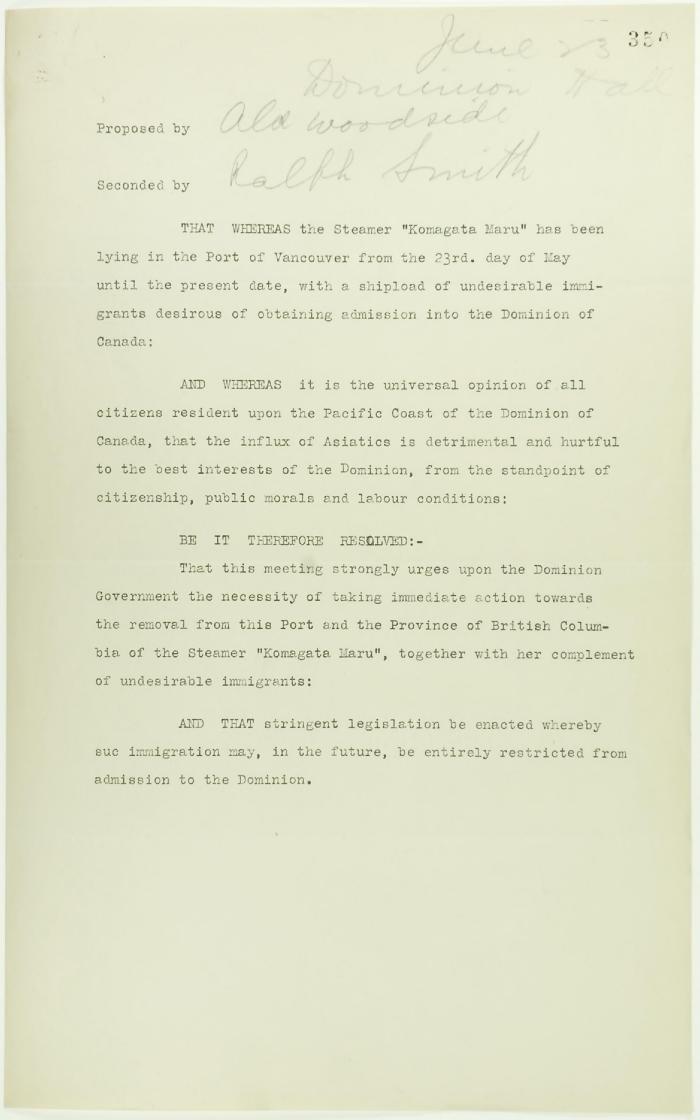 Copy of Resolution proposed at Dominion Hall (see pp. 260-282)