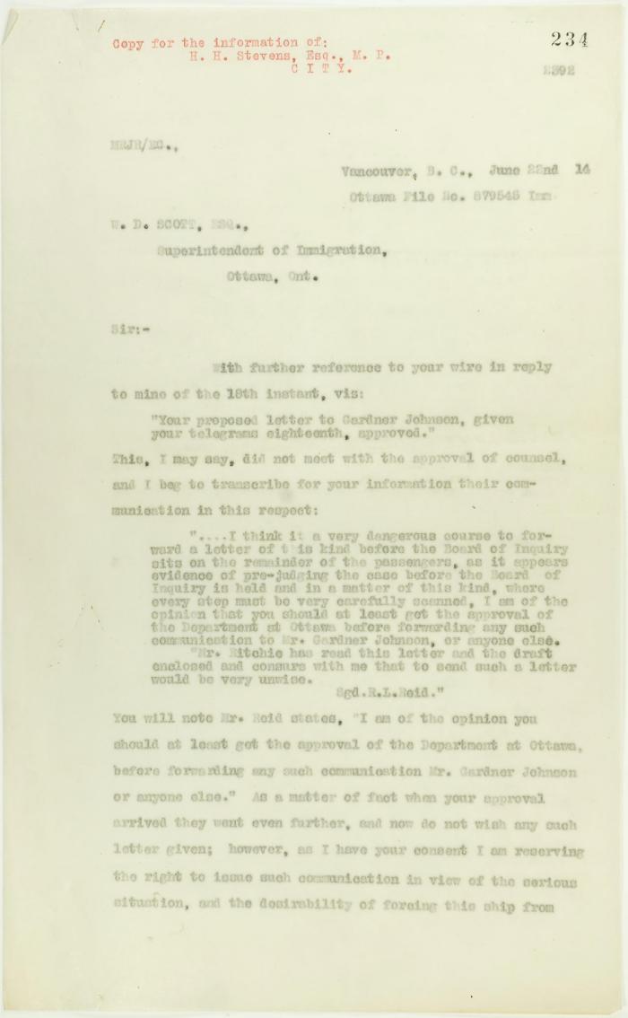 Copy of letter from Reid to W. D. Scott confirming wires and night-letters. Page 1-4