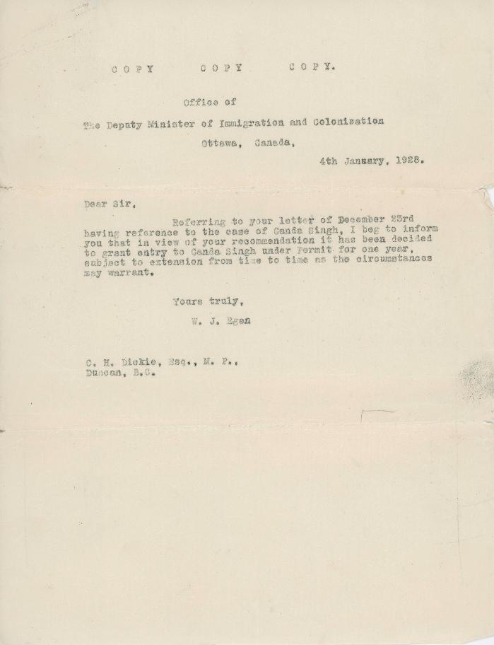 [Letter from W. J. Egan to [?]]