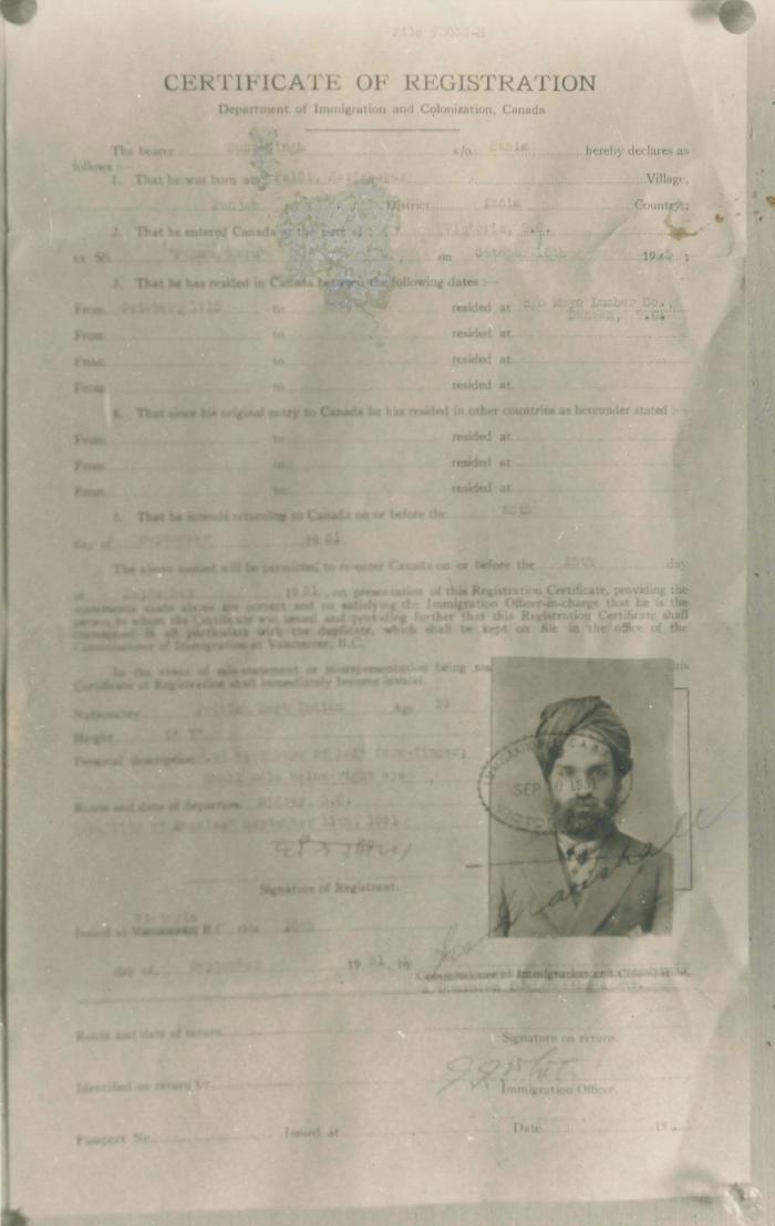 [Certificate of Registration of Buntt Singh]