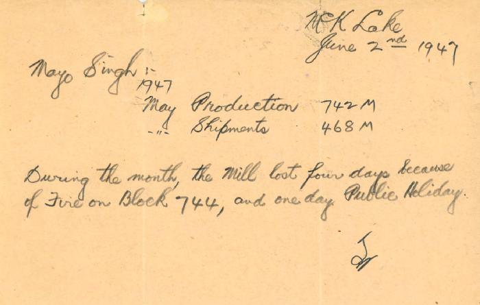 [Handwritten note from [?] to Mayo Singh]