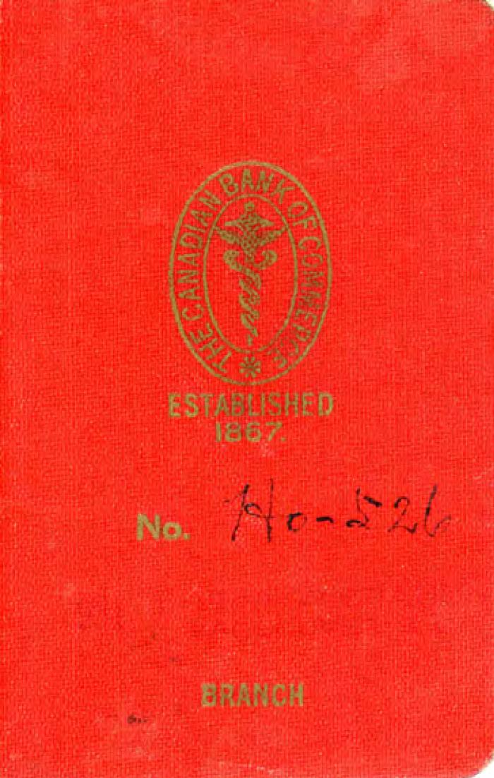 [Red savings account booklet from The Canadian Bank of Commerce]