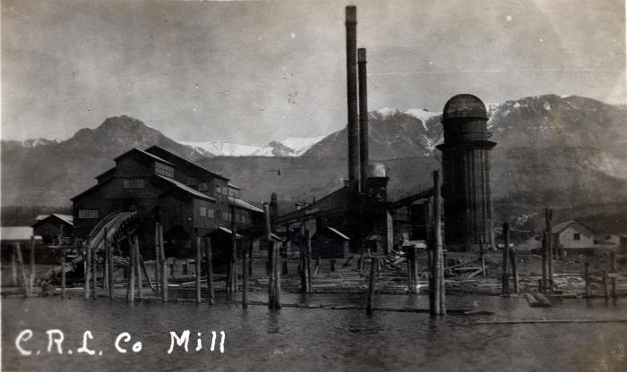 [Photo of Columbia River lumber mill, Golden, BC]