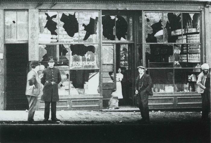 [Photo of damaged Japanese owned store during Vancouver riot of 1907 - 130 Powell Street]