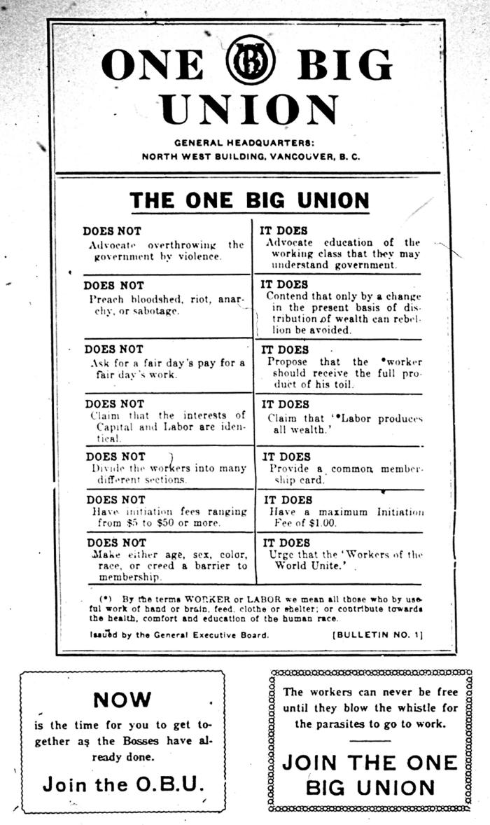 [The One Big Union flyer]