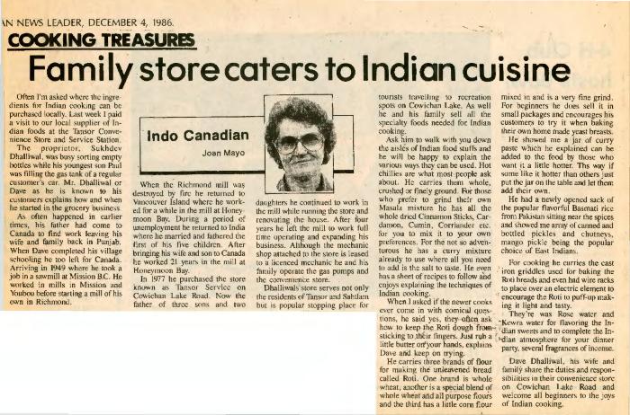 [Family store caters to Indian cuisine]
