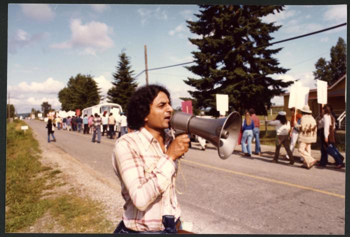 [Photo of Canadian Farmworkers Union (CFU) members during a union protest]