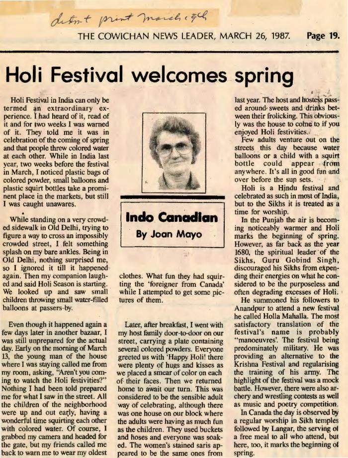 [Holi Festival welcomes spring]