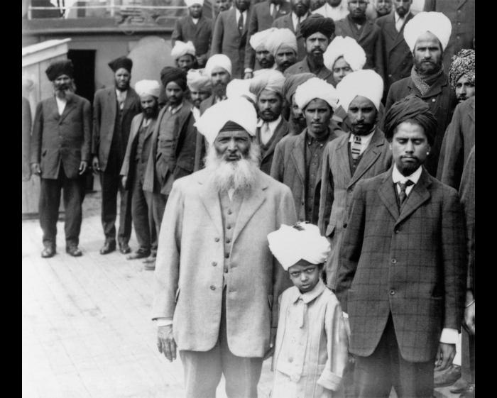 Sikh men and boy onboard the Komagata Maru
