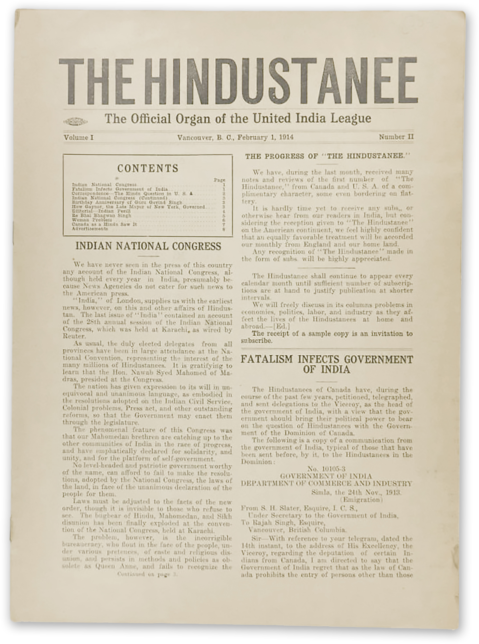 The Hindustanee newspaper, May 1914