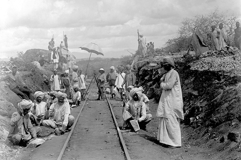 Ugandan-Asian railway workers during the construction of the Uganda Railway
