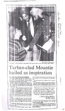 Turban-clad mountie hailed as inspiration