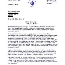 [Correspondence from Sikh Education & Research Centre of Windsor]