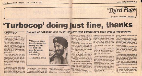 Turbocop doing just fine, thanks = Rumors of turbaned Sikh RCMP officer's near-demise have been greatly exaggerated