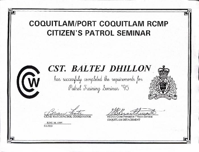 Coquitlam/Port Coquitlam RCMP citizen's patrol seminar