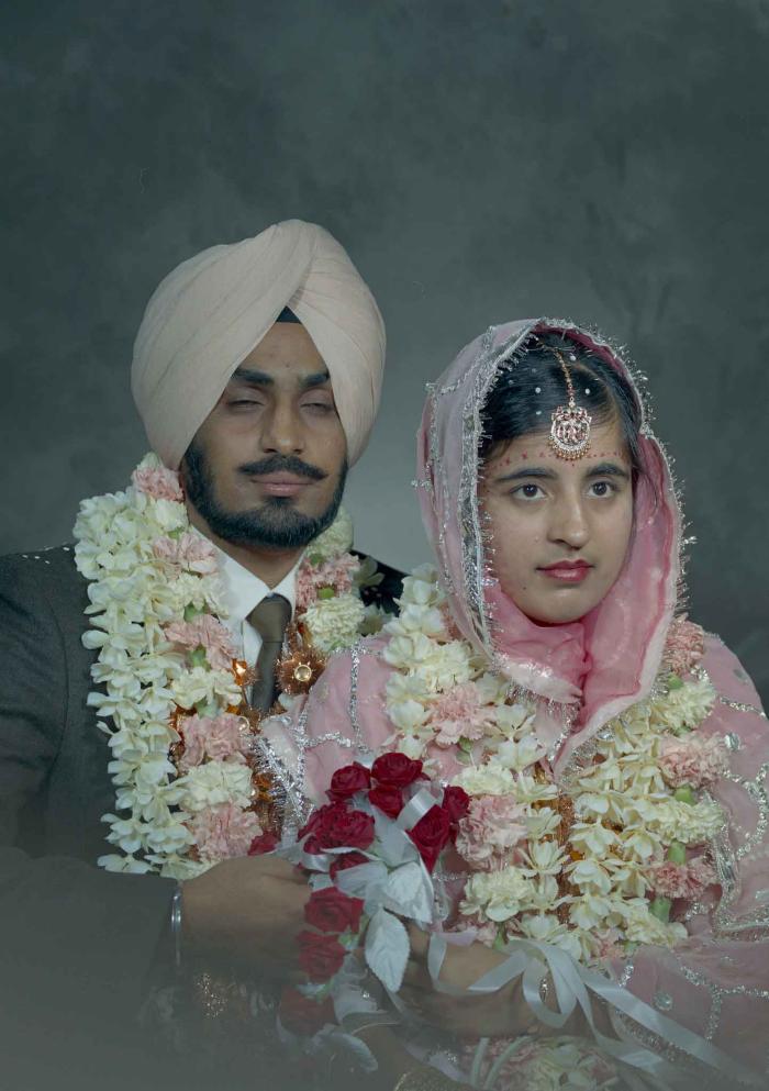 [Photo of Randawa Singh Harder with an unidentified bride]