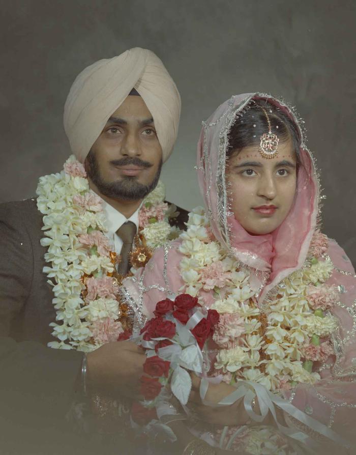 [Photo of Randawa Singh Harder with an unidentified bride]