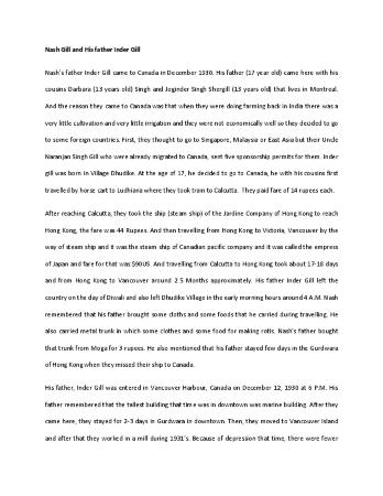 [Document of Indar Singh Gill's biography]