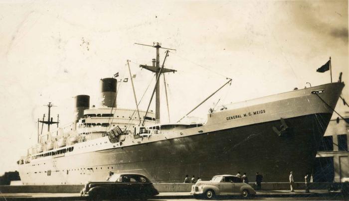 [Photo of the USS General M. C. Meigs naval ship]
