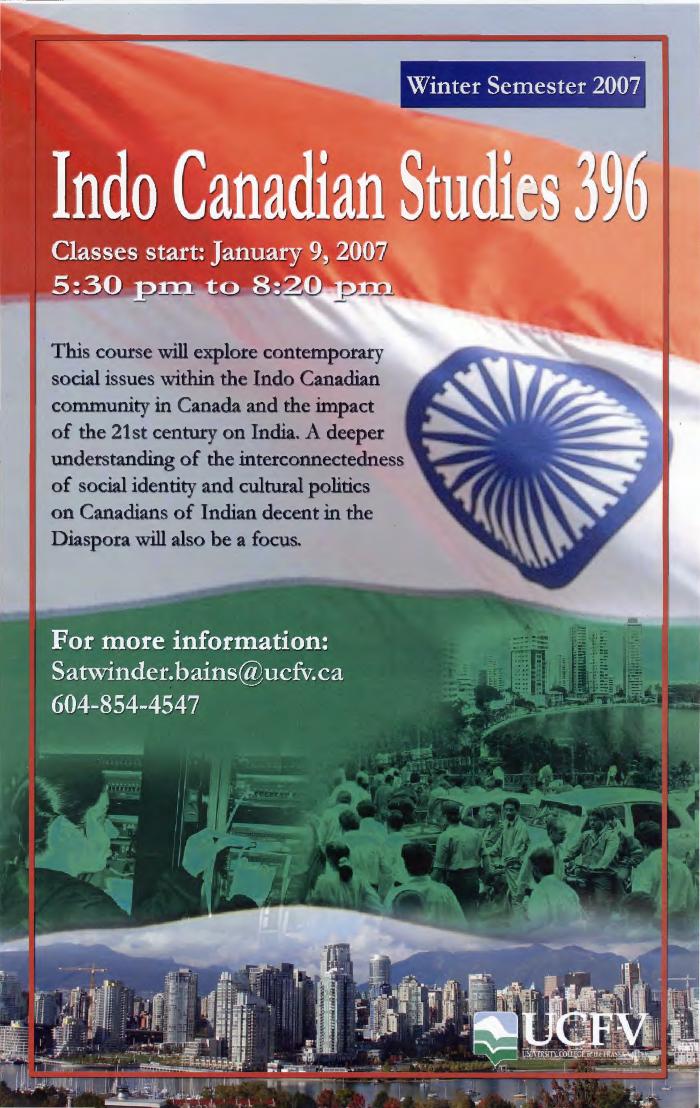 [Poster titled, Indo Canadian studies 396]