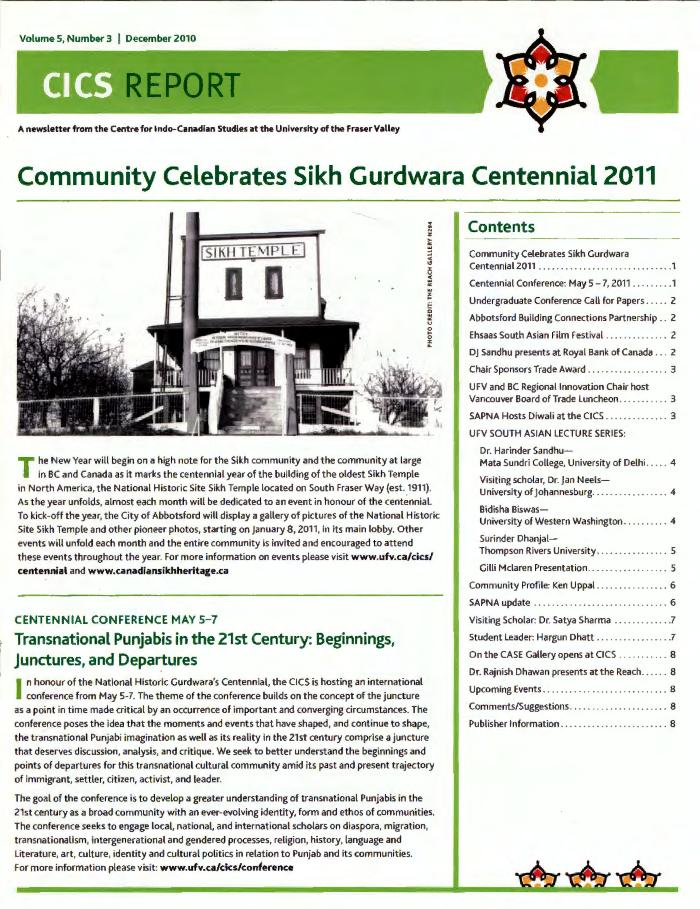 [CICS Report: community celebrates Sikh Gurdwara centennial 2011]