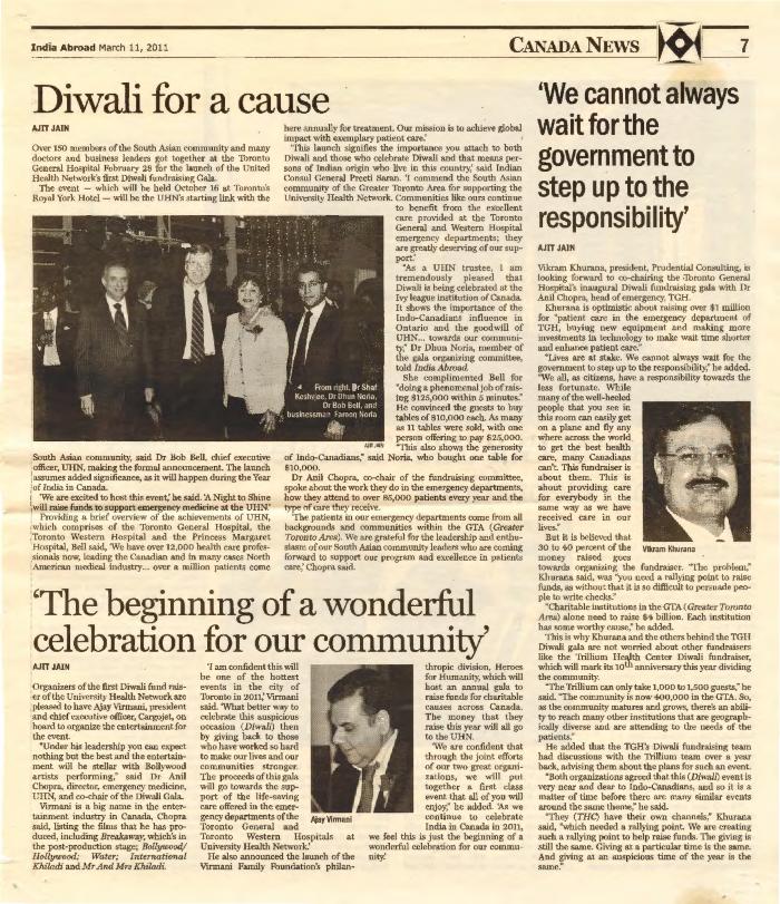[Newspaper clipping titled, Diwali for a cause]