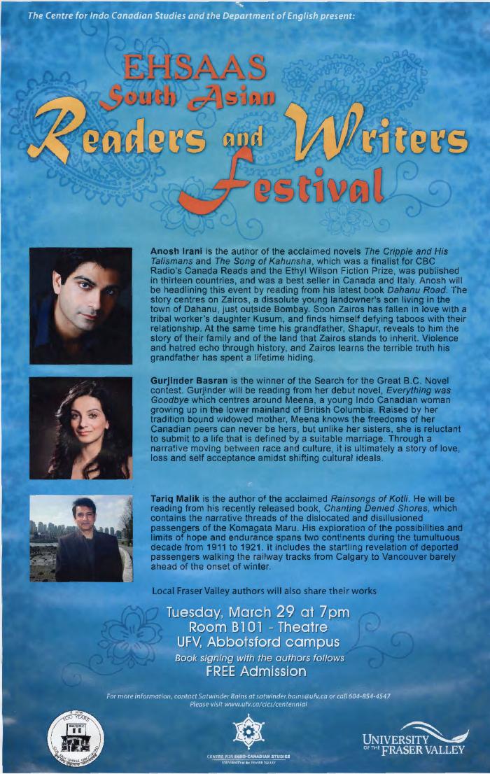 [Poster titled, Ehsaas South Asian readers and writers festival]