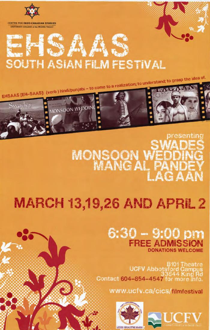 [Poster titled, Ehsaas, South Asian film festival]