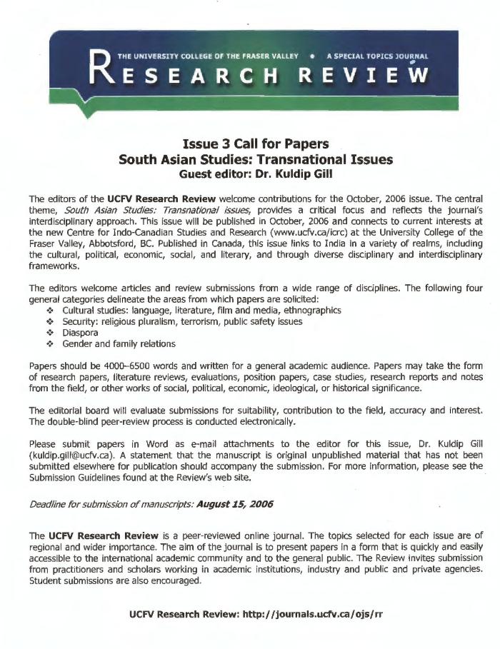 University College of the Fraser Valley research review [poster]