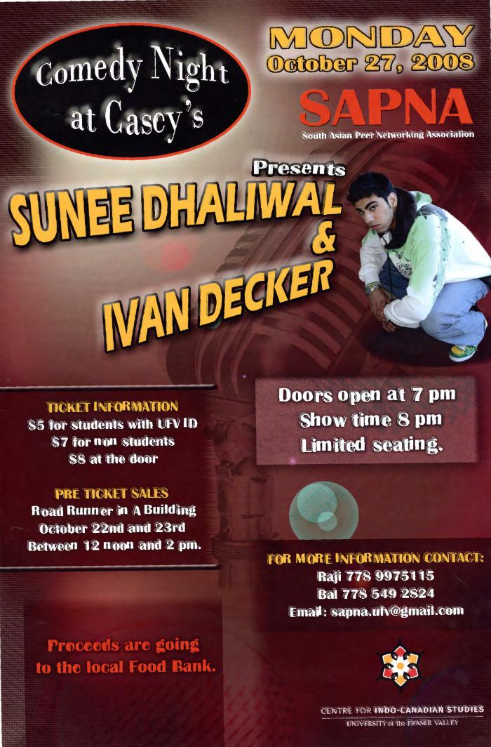 Comedy night at Casey's presents Sunnee Dhaliwal and Ivan Decker [poster]