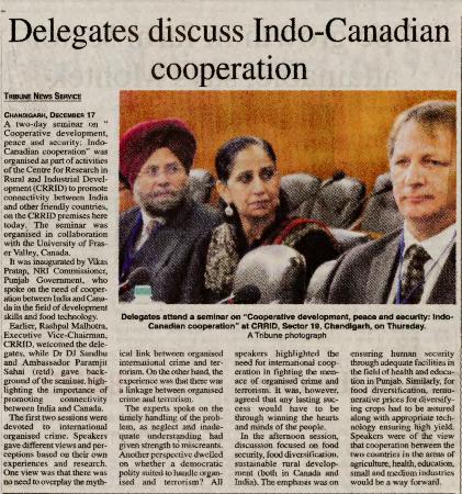 [Newspaper clipping titled, Delegates discuss Indo-Canadian cooperation]