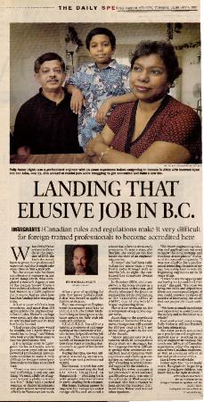 [Newspaper clipping titled, Landing that elusive job in B.C.]