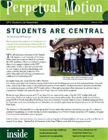[Newsletter clipping titled, Students are central]