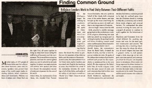 [Newspaper clipping titled, Finding common grounds]