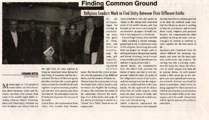 [Newspaper clipping titled, Finding common grounds]