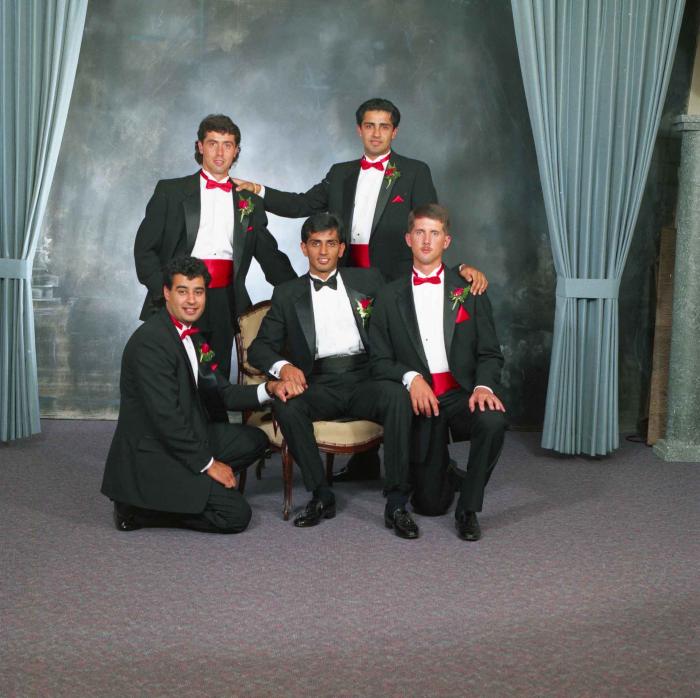 [Group photo of Mal Gill and groomsmen]