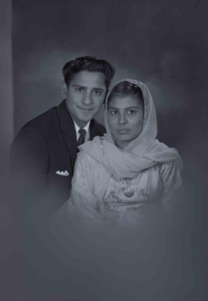 [Photo of Gurmel Singh and an unidentified bride]