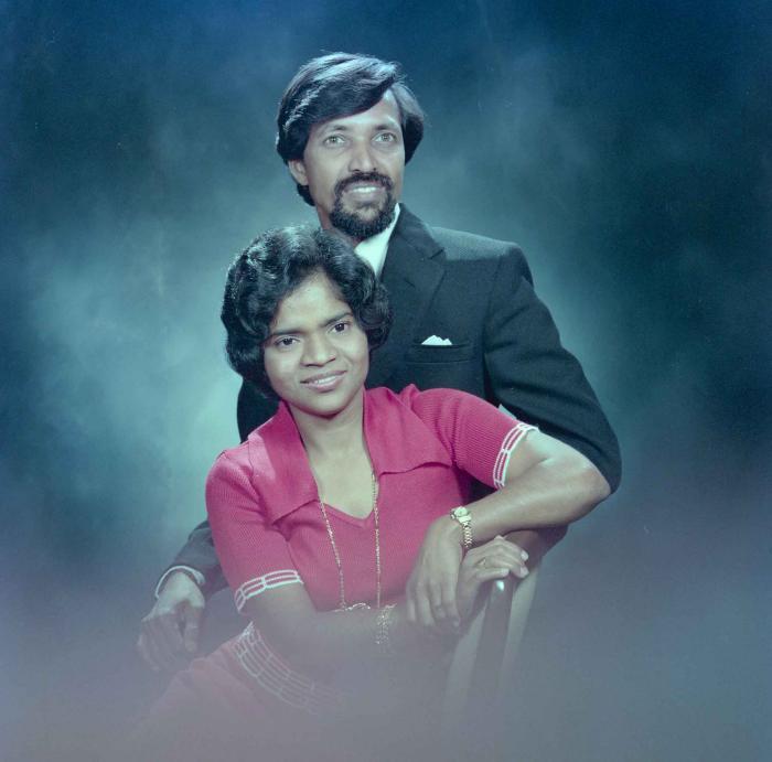 [Portrait of Mr. M. Thiagarajah with his wife]