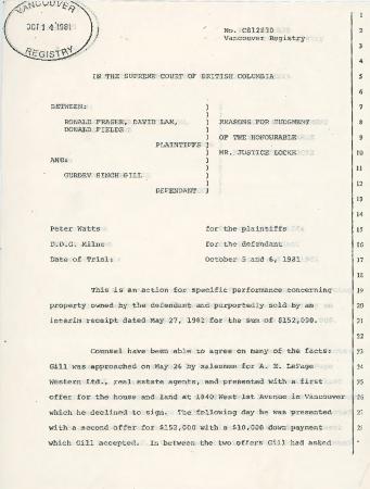 [Reasons for Judgement of the Honourable Mr. Justice Locke]
