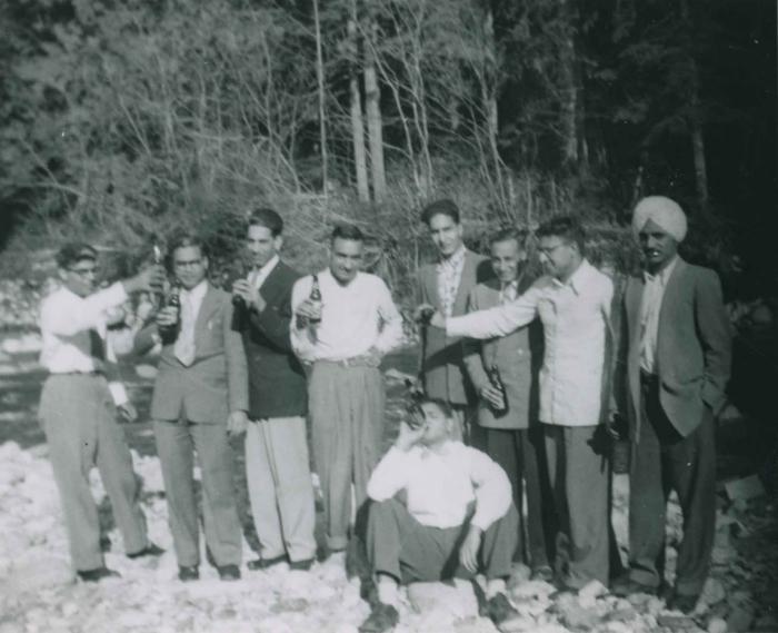 [Photograph of Dr. Gill with classmates at Lynn Canyon]