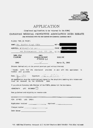 [Application for the British Columbia Medical Association]