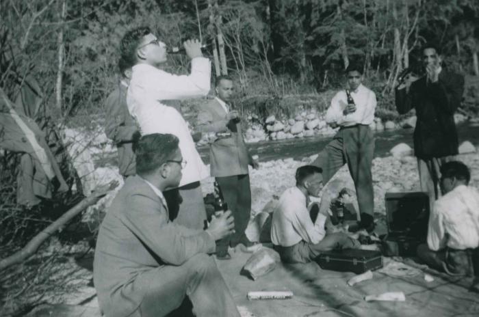[Photograph of Dr. Gill and classmates at Lynn Canyon]
