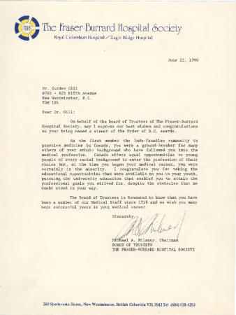 [Letter from Michael A. Milaney to Dr. Gurdev Singh Gill]