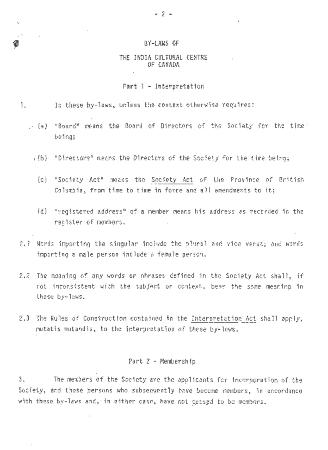 By-laws of the India Cultural Centre of Canada