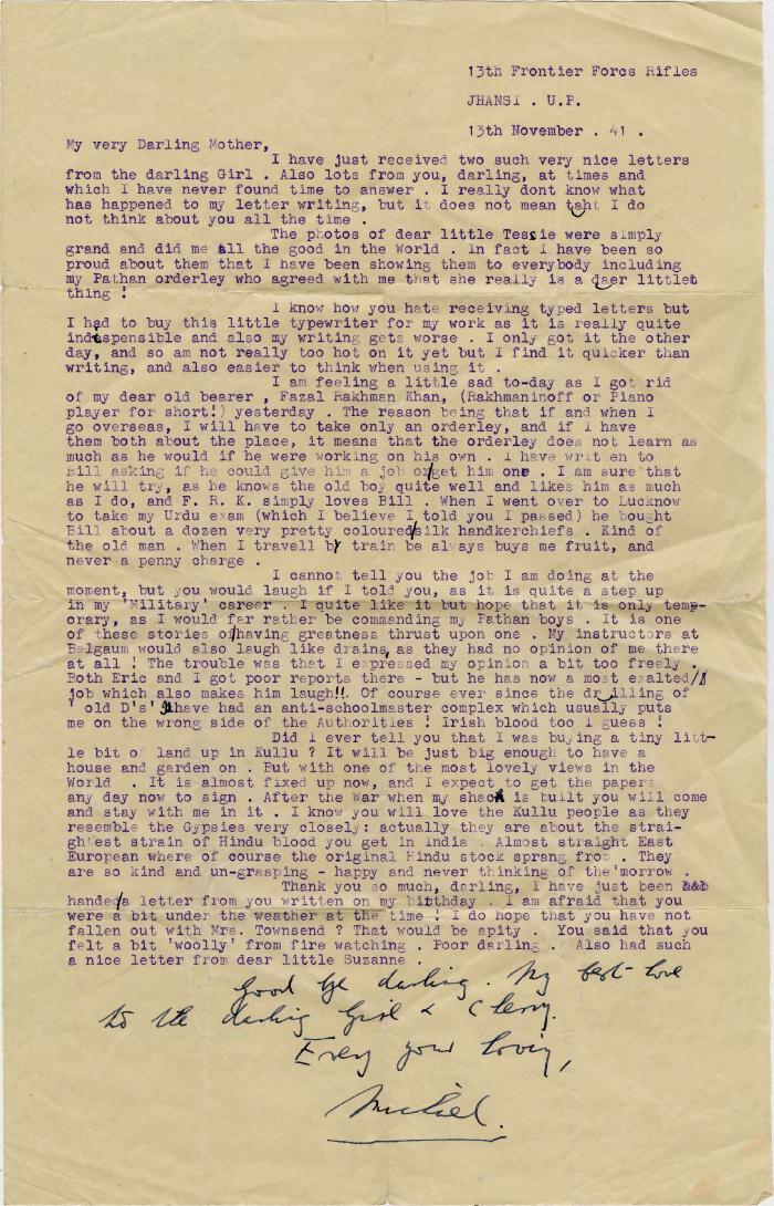 [Letter from Michael Norbury to his mother]