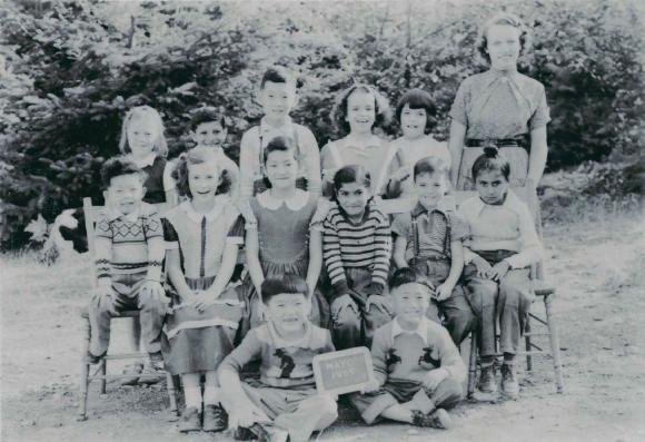 [Group photo of the class of 1955 at Mayo School, Paldi, B. C.]