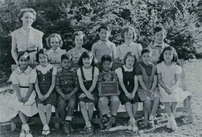 [Group photo of the class of 1954 at Mayo School, Paldi, B. C.]