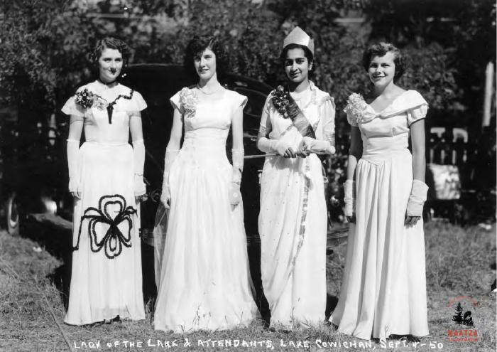 [Group photo of the 1950 Lady of the Lake and attendants, Lake Cowichan, B.C.]